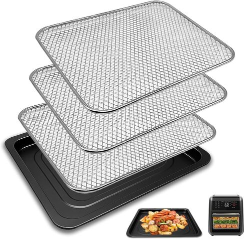 GCQ Air Fryer Drip Tray for Chefman 12 Quart 6 In 1 digital Countertop Convection Oven, 4 Pieces Set Food Grade Air Fryer Accessories Grill Pan Grill Plate Crisper Plate Replacement Tray Parts Rack in Saudi Arabia