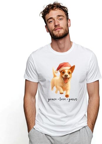 KiKiLuna Personalized Christmas Pet Photo Shirt, Custom Dog Cat Photo Watercolor Portrait Sweatshirt, Santa Hat Dog Illustration T-Shirt, Unique Tee for Pet Lovers in Saudi Arabia
