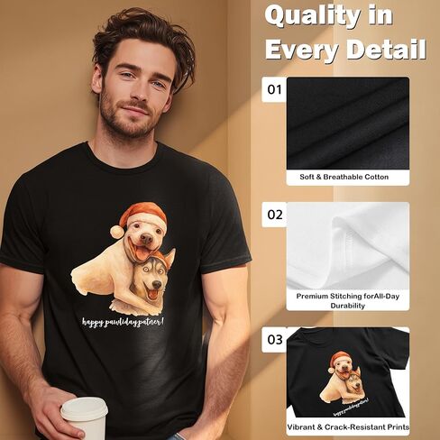 KiKiLuna Personalized Christmas Pet Photo Shirt, Custom Dog Cat Photo Watercolor Portrait Sweatshirt, Santa Hat Dog Illustration T-Shirt, Unique Tee for Pet Lovers in Saudi Arabia