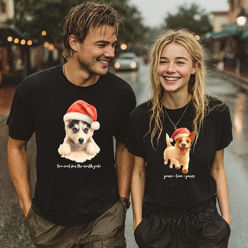 KiKiLuna Personalized Christmas Pet Photo Shirt, Custom Dog Cat Photo Watercolor Portrait Sweatshirt, Santa Hat Dog Illustration T-Shirt, Unique Tee for Pet Lovers in Saudi Arabia