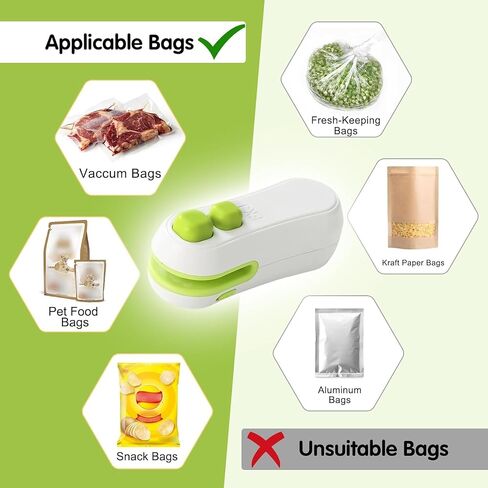 2-in-1 Mini Bag Sealer with Cutter, Rechargeable Handheld Food Sealer, Crocodile Design Portable Sealing Machine for Kitchen, Magnetic, 2 Pack in Saudi Arabia