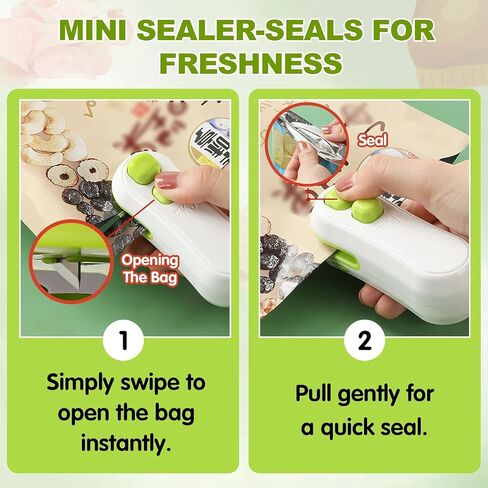 2-in-1 Mini Bag Sealer with Cutter, Rechargeable Handheld Food Sealer, Crocodile Design Portable Sealing Machine for Kitchen, Magnetic, 2 Pack in Saudi Arabia