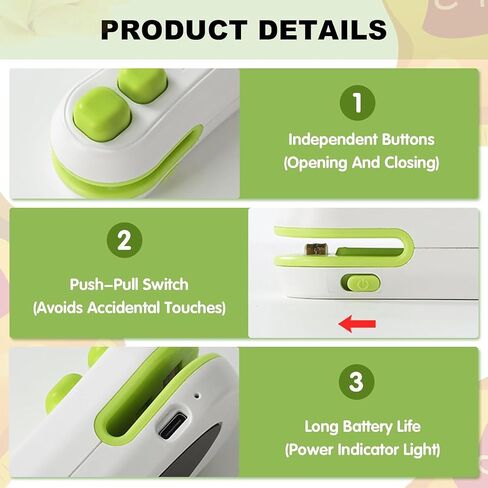 2-in-1 Mini Bag Sealer with Cutter, Rechargeable Handheld Food Sealer, Crocodile Design Portable Sealing Machine for Kitchen, Magnetic, 2 Pack in Saudi Arabia