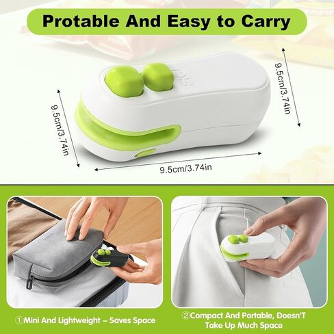 2-in-1 Mini Bag Sealer with Cutter, Rechargeable Handheld Food Sealer, Crocodile Design Portable Sealing Machine for Kitchen, Magnetic, 2 Pack in Saudi Arabia