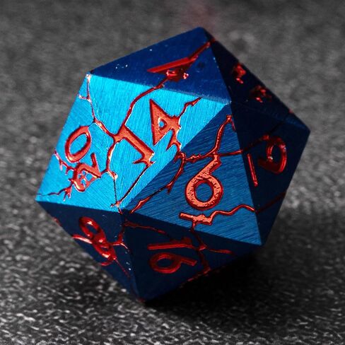 DND Metal Dice - Pharaoh Ruins Gold with Blue Cracks - Polyhedral Dice Set for D&D, RPG and More - Beautifully Detailed for Dungeons and Dragons in Kuwait