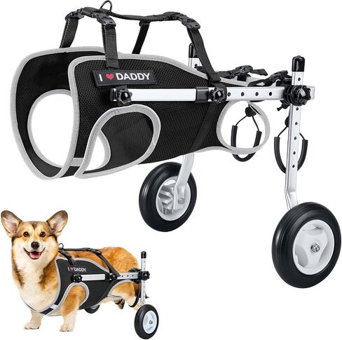 Dog Wheelchair for Back Legs - Lightweight Portable Wheelchair with Reflective Stripes, Adjustable Pet Wheelchair Cart for Senior, Arthritis, Paralyzed, Injured, or Disabled Dogs in Saudi Arabia