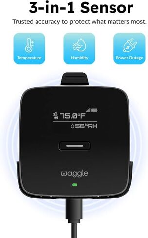 Waggle RV Pet Temperature Monitor – 4G Cellular | Real-Time Alerts for Temperature, Humidity & Power Loss | Dog Safety in RV, Car, or Home | App Controlled | No WiFi - 1Yr Subscription Included in Kuwait