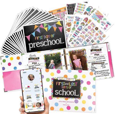 Class Keeper School Keepsake Kit, Pastel Dots Class Keeper, Pastel Text School Photo Prop Deck, Girl Power Sticker Set in Saudi Arabia