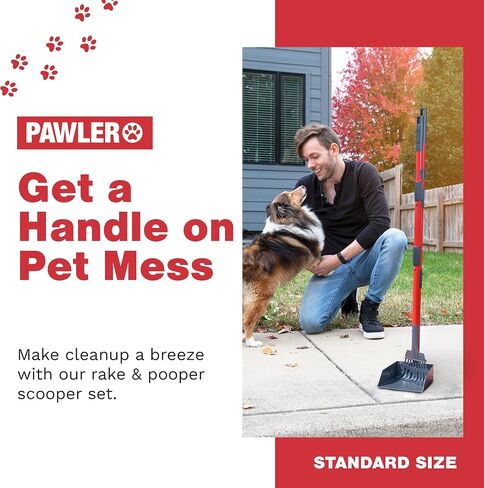Pooper Scooper for Large Dogs and Small Dogs, Metal Poop Scooper Set with Long Handle Rake and Heavy Duty Tray for Yard, Grass, Dirt or Gravel, Heavy Duty Aluminum Poop Picker Upper in Saudi Arabia