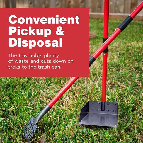Pooper Scooper for Large Dogs and Small Dogs, Metal Poop Scooper Set with Long Handle Rake and Heavy Duty Tray for Yard, Grass, Dirt or Gravel, Heavy Duty Aluminum Poop Picker Upper in Saudi Arabia