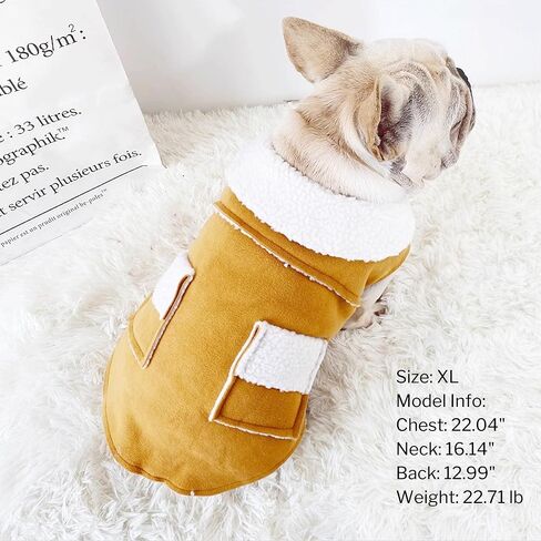 French Bulldog Clothes Frenchie Clothes, Snaps Closure Dog Winter Coat Jacket for Small Medium Dogs, Fleece Warm Dog Sweaters for Small Dogs Boy Girl,Beige,M in Saudi Arabia