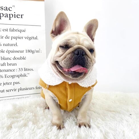 French Bulldog Clothes Frenchie Clothes, Snaps Closure Dog Winter Coat Jacket for Small Medium Dogs, Fleece Warm Dog Sweaters for Small Dogs Boy Girl,Beige,M in Saudi Arabia