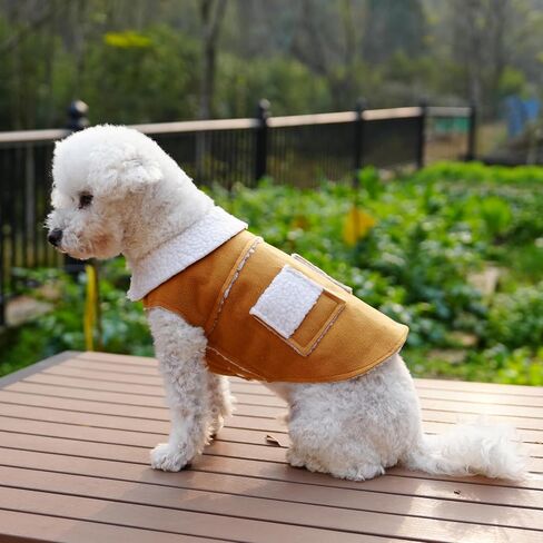 French Bulldog Clothes Frenchie Clothes, Snaps Closure Dog Winter Coat Jacket for Small Medium Dogs, Fleece Warm Dog Sweaters for Small Dogs Boy Girl,Beige,M in Saudi Arabia