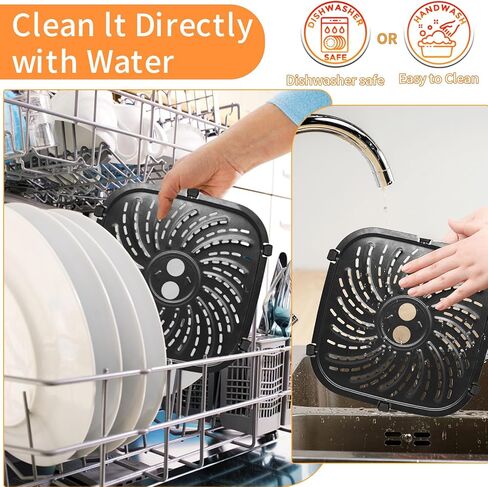 قطع غيار مقلاة الهواء GXF لمقلاة الهواء PowerXL Vortex Pro 8 QT، بيضاوية مقاس 10 بوصة × 10 بوصة من الفولاذ المقاوم للصدأ بدرجة الطعام ملحقات مقلاة شواء ولوحة شواء ورف صينية مع مصدات مطاطية in Kuwait