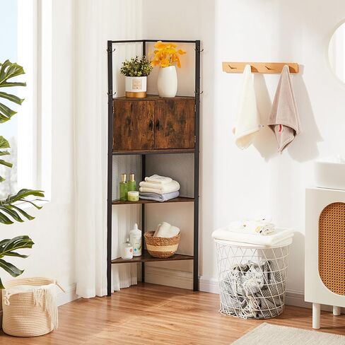 VECELO Corner Table/Cabinet with Storage Shelves, Free-Standing Organizer for Compact Space in Living Room/Study/Lobby/Bedroom in Kuwait