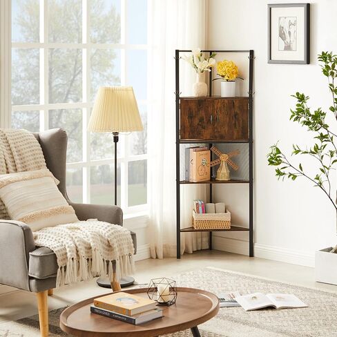 VECELO Corner Table/Cabinet with Storage Shelves, Free-Standing Organizer for Compact Space in Living Room/Study/Lobby/Bedroom in Kuwait