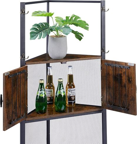 VECELO Corner Table/Cabinet with Storage Shelves, Free-Standing Organizer for Compact Space in Living Room/Study/Lobby/Bedroom in Kuwait