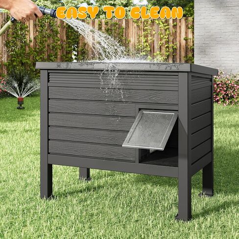 Extra Large Heated Cat House for Outside, Weatherproof Plastic Outdoor Cat House, Waterproof Feral Cat Shelter for Garden, Garage, Backyards(Black) in Saudi Arabia