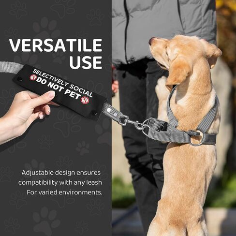 Selectively Social Do Not Pet Pet Leash for Dogs, Funny Dog Leash Wrap for Pet Dog Lovers Owners Gift (Black) in Saudi Arabia