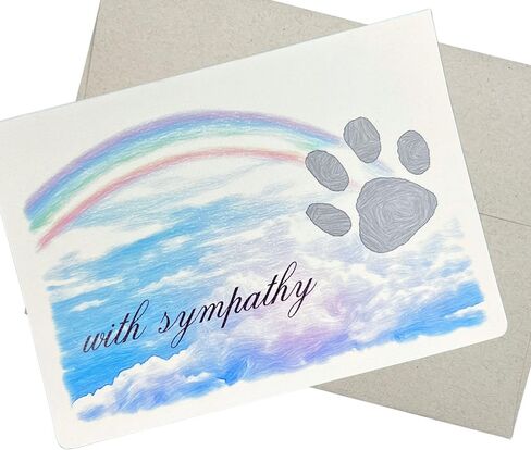 بطاقة تعاطف للحيوانات الأليفة من Groomers Margins Rainbow and Paw Pet لفقدان كلب (5X7 بوصة، 1 بطاقة مزخرفة، رسالة بالداخل) بطاقة تعازي لفقد كلب أو قطة. أيضا للممارسة البيطرية - 73 in Kuwait