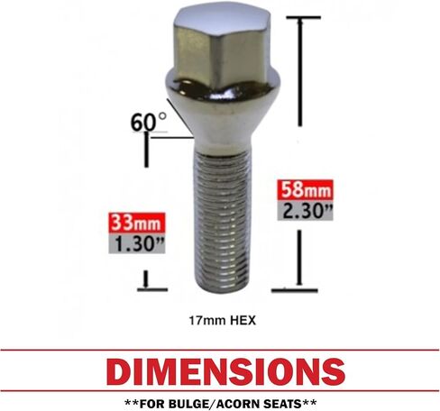 Wheel Accessories Parts Set of 20 Black 12x1.5 Lug Bolts Locking Spline Conical Seat with 24 mm Shank Length Small Diameter Lug Bolt with Dual Hex Key for Aftermarket Wheels in Saudi Arabia