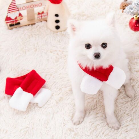 2PCS Cat Christmas Costume Set, Santa Hat with Adjustable Tie & Scarf Outfit, Festive Holiday Outfit for Puppy Kitten Christmas Parties & Photos, Medium in Saudi Arabia