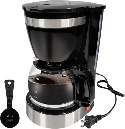 10 Cup Drip Coffee Maker One-Touch Anti-Drip Coffee Machine with Reusable Filter Carafe Auto Keep Warm Plate Spoon Coffee Pot Suitable for Home Use 110V in Kuwait