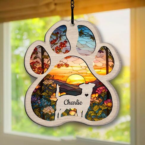 Nazenti Personalized Dog Suncatcher - هدية مخصصة لتعاطف الحيوانات الأليفة لمحبي الكلاب - زخرفة شجرة عيد الميلاد in Kuwait