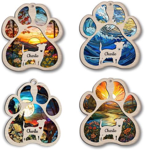 Nazenti Personalized Dog Suncatcher - هدية مخصصة لتعاطف الحيوانات الأليفة لمحبي الكلاب - زخرفة شجرة عيد الميلاد in Kuwait