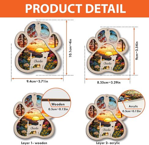 Nazenti Personalized Dog Suncatcher - هدية مخصصة لتعاطف الحيوانات الأليفة لمحبي الكلاب - زخرفة شجرة عيد الميلاد in Kuwait