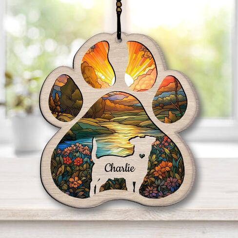 Nazenti Personalized Dog Suncatcher - هدية مخصصة لتعاطف الحيوانات الأليفة لمحبي الكلاب - زخرفة شجرة عيد الميلاد in Kuwait