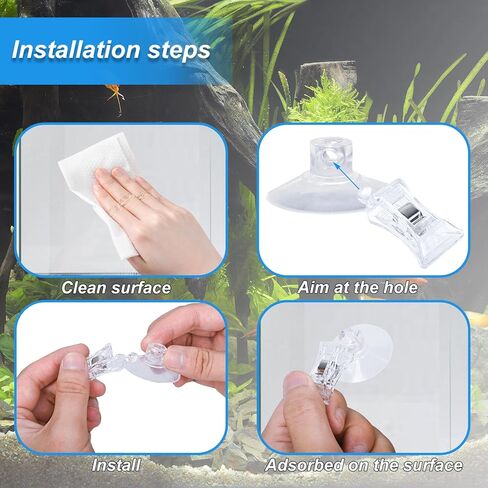 Aquarium Plant Clip - Suction Cup Clips for Convenient Fish Feeding | Rust-Proof Material, Secure Hold, Water-Safe Accessories (4) in Saudi Arabia