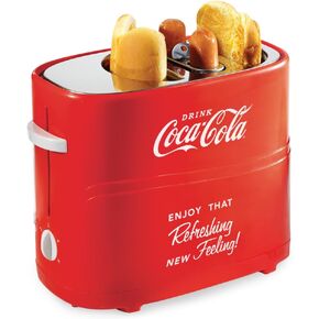 Nostalgia Coca-Cola Hot Dog Toaster - 2 Slot Bun Mini Tongs - Works with Chicken, Turkey, Veggie Links, Sausages and Brats - Coke Red in Saudi Arabia