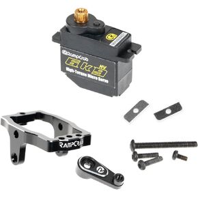RampCrab 6kg RC Steering Servo with Servo Mount Bracket and Servo Horn for TRX4M RC Car, 1/18 Upgrades Parts, Suitable for TRX4-M Bronco, Defender, K10 (Black Horn)
