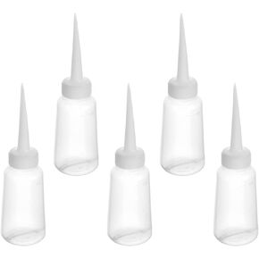 Bettomshin 5Pcs 100ml PE Plastic(Food Grade) Bottles, Straight Mouth Squeeze Plastic Bottle Glue Oil Bottle Wash Bottles for DIY Label Tattoo White Translucent