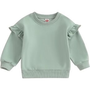 Newborn Baby Girl Oversized Sweatshirt Ruffle Long Sleeve Crewneck Cotton Pullover Sweater Tops Toddler Fall Clothes