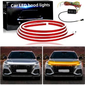 JMTBNO Car LED Hood Light Strip 59" RGB Exterior LED Strip Flexible 12V Multicolor Universal Engine Hood Cover Daytime Running Light Strip Waterproof Remote & APP for Car SUV Truck