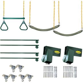 مجموعة أدوات مجموعة أدوات التأرجح DIY من Eastern Jungle Gym مع دعامات إطار A 1-2-3 سهلة ومقاعد متأرجحة وقضيب أرجوحة حلقي وجميع أدوات التجميع والتعليمات - الخشب غير متضمن