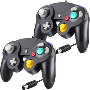 Luklihe 2PCS Wired Controller for Gamecube Nintendo Wii Wiiu with Vibration Function (Black-Black) in Saudi Arabia