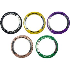 RefStuff RefScorer C 5 Pack Interchangeable Top Ring Bezels for the Digital NEW v2.021 Referee Watch Pack C (Original Silver Black, Yellow, Purple, Rose Gold and Dark Green)
