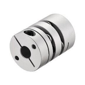 uxcell 5mm to 8mm Bore Double Diaphragm Motor Wheel Flexible Coupling Joint Aluminium Alloy and Stainless Steel Silver 1Pcs