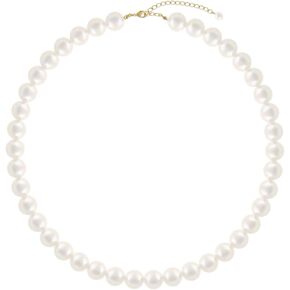 قلادة اللؤلؤ للنساء الأبيض جولة اللؤلؤ القلائد مجموعة الذهب سلسلة ممتدة AAA جودة المياه العذبة مثقف اللؤلؤ الحقيقي 18 بوصة مجموعة مجوهرات in Kuwait