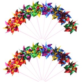 Toddmomy 100pcs Plastic Rainbow Pinwheel Rainbow Windmill Spinner Party Pinwheels DIY Pinwheel for Kids Garden Party Lawn Decor