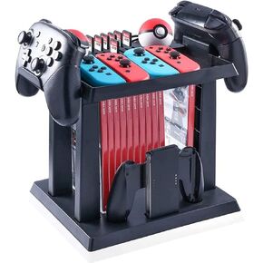 Etigood Storage Rack for Nintendo Switch, Switch Acccessories Organized Stand for Nintendo Switch Console Bundle Joy-Cons Pro Controllers Game Cards and 2 Poke Ball Plus Controllers