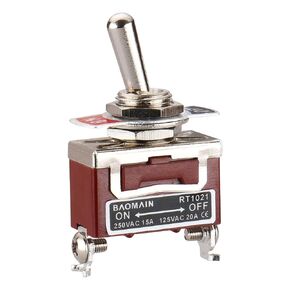 Baomain Toggle Switch SPST ON-Off 2 Position 250VAC 15A 125VAC 20A 1/2" mounting Hole Screw Terminal RT1021 (Toggle Switch, 1PCS)