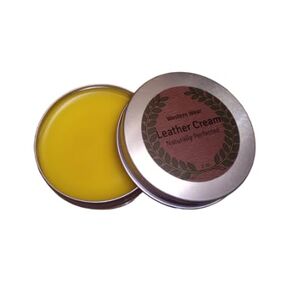 LEATHER CONDITIONER FOR WALLET, PURSE, JACKET, BOOT, SHOE, AND FURNITURE. ALL NATURAL PREMIUM LEATHER CONDITIONING CREAM.