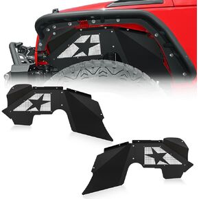 YZONA Front Inner Fender Liners Compatible with 2007-2018 Jeep Wrangler JK & JKU Unlimited Sport Sahara Rubicon, Steel Mud Guards Bolt-on Style Wheel Well Cover Fenders Flares (2/4 Doors)