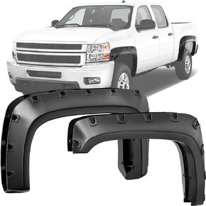 YITAMOTOR Fender Flares Kit Compatible with 2007-2013 GMC Sierra 1500 6.5' & 8' Bed (NOT for Short Bed), Smooth Black Finish Pocket Rivet Style