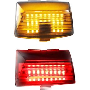 NTHREEAUTO LED Front Fender Lights + Rear Fender Tip Tail Light Chrome Lens Compatible with Harley Electra Glide Road King Heritage Softail Touring FLHR FLHT FLSTC (Mirror Shell)