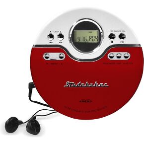 Studebaker SB3703RB Retro Joggable Personal CD Player with FM Radio - Red/Black